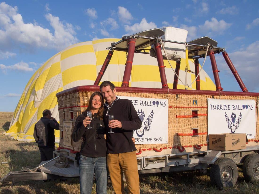 Hot Air Ballooning in Cappadocia with Turkiye Balloons champagne celebration