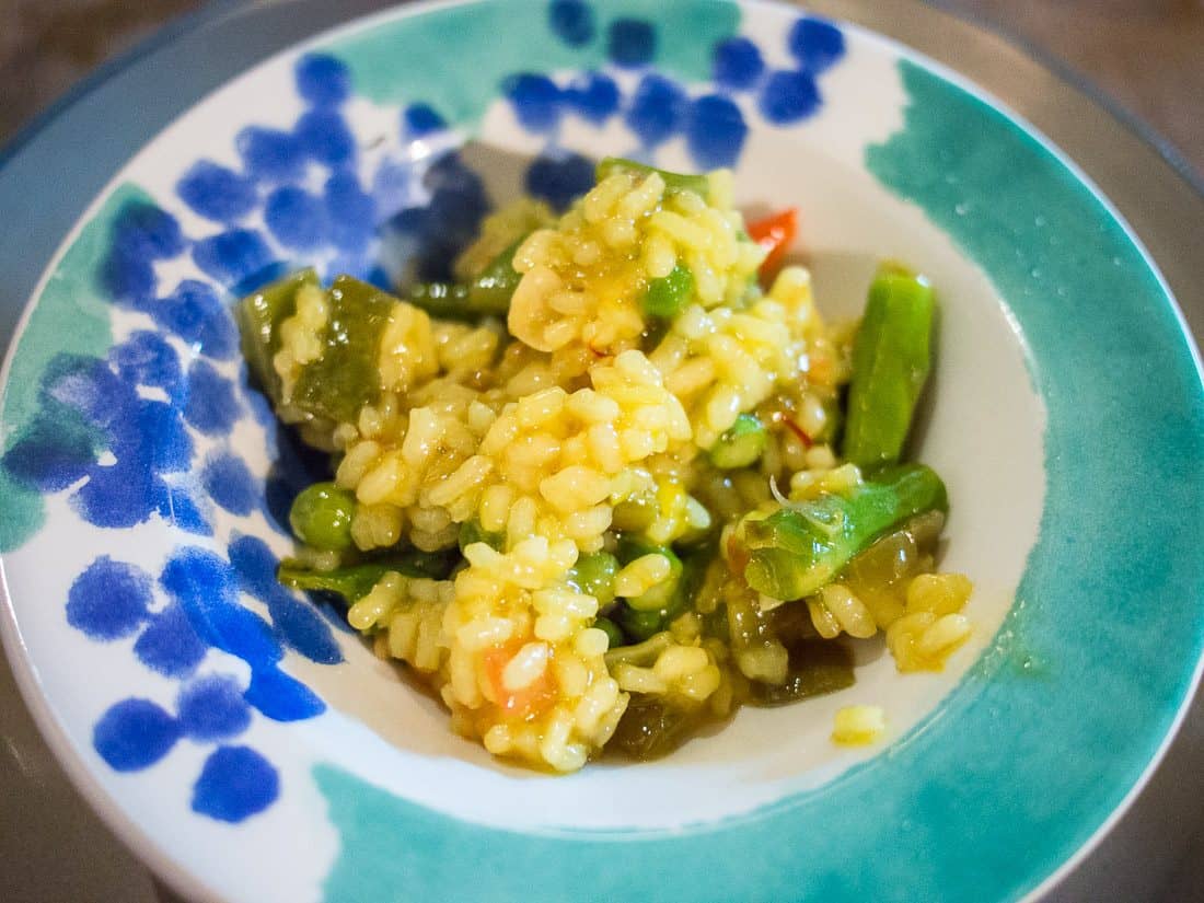 Rice with green beans, asparagus, and peas at La Oliva, Granada
