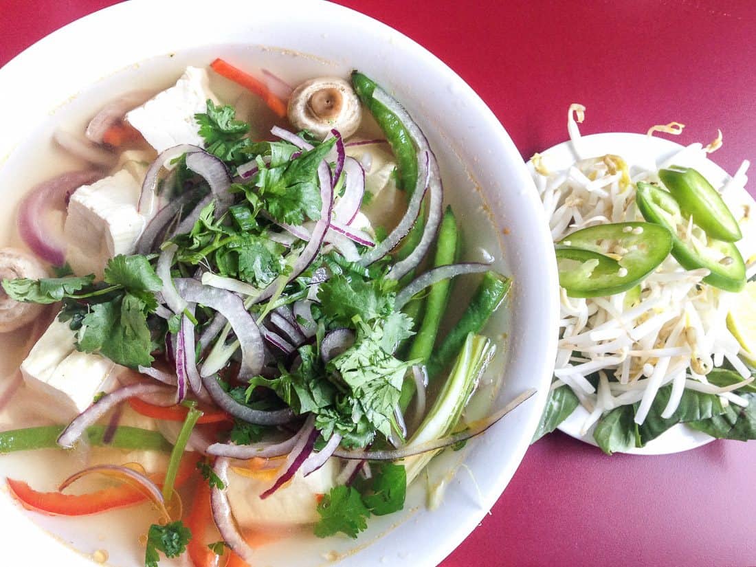 Tofu and vegetable pho at Luc Lac: vegan food in Portland