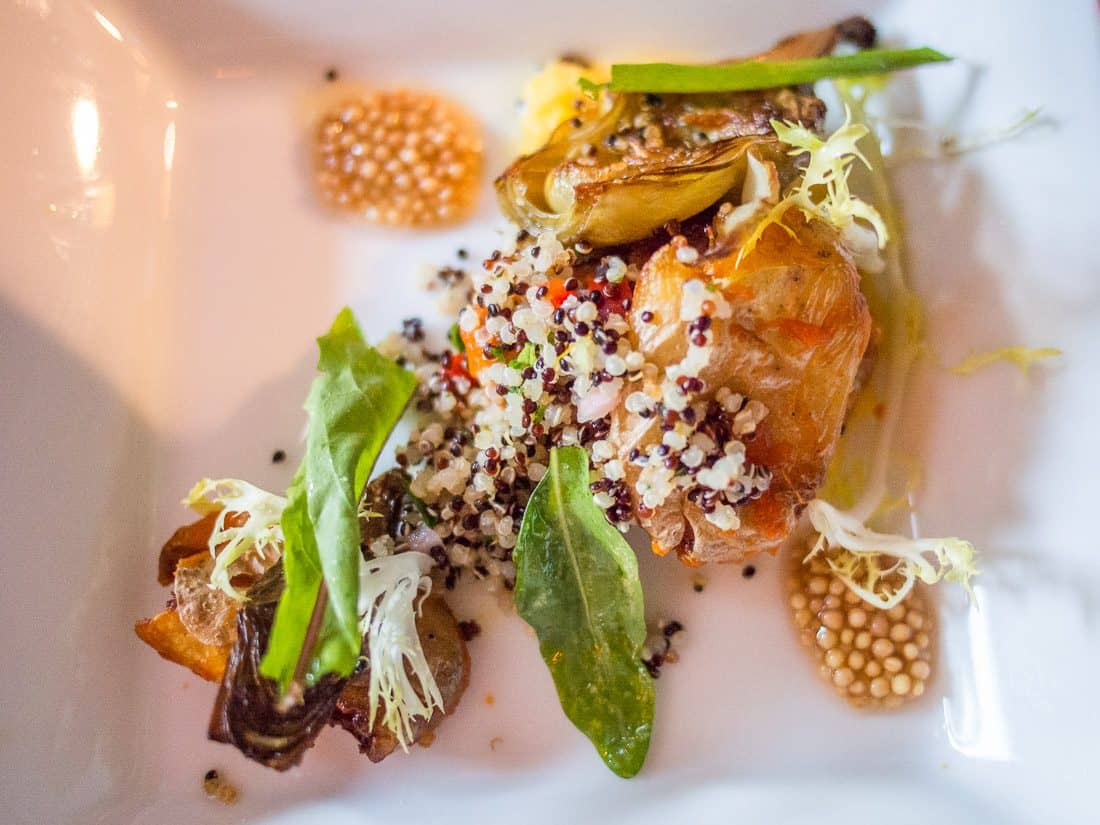 Baby artichoke & fried potatoes at Natural Selection, Portland vegan food