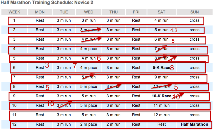 My first half marathon -Hal Higdon Novice 2 training plan