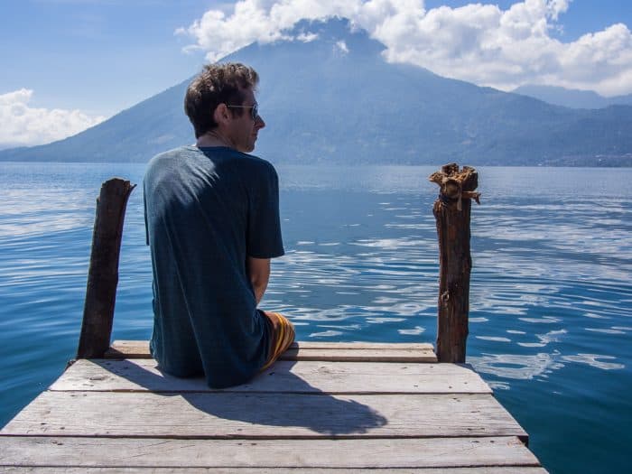 Living in San Marcos La Laguna: Simon on the Pasajcap dock, Lake Atitlan