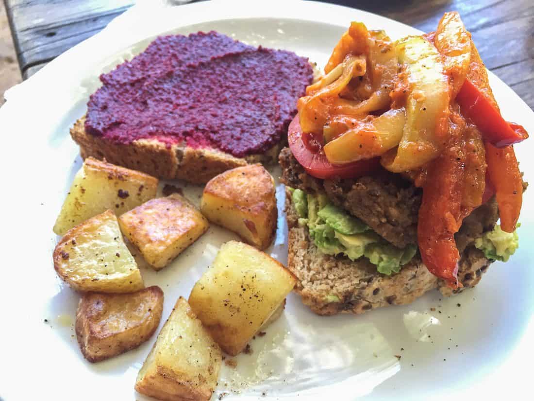 The veggie burger at Il Giardino, San Marcos, Lake Atitlan