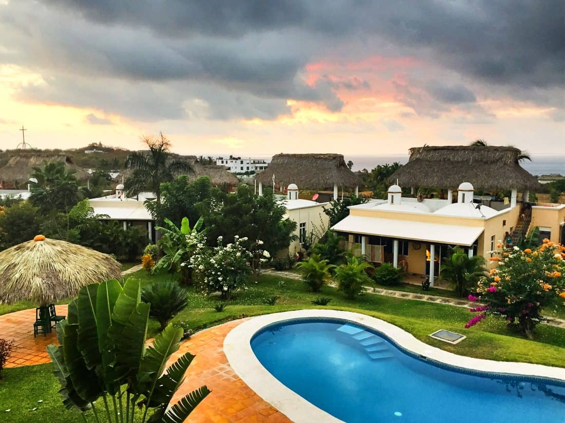 Sunset from the roof terrace of our house in Don Goyo, Puerto Escondido
