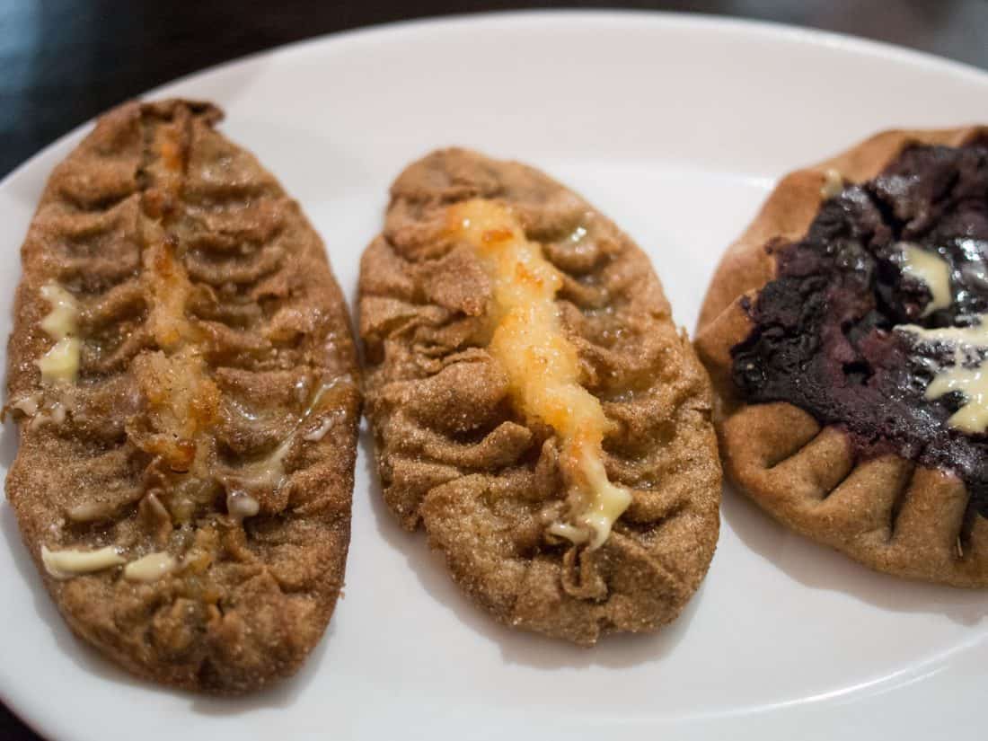 Karelian pastries on Words and Veggies food tour, Helsinki