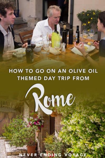 This might just be the BEST day trip from Rome, Italy. Here's all you need to know about enjoying this olive oil tour. #daytripsfromrome #rome #italy #italydaytrip #daytrip