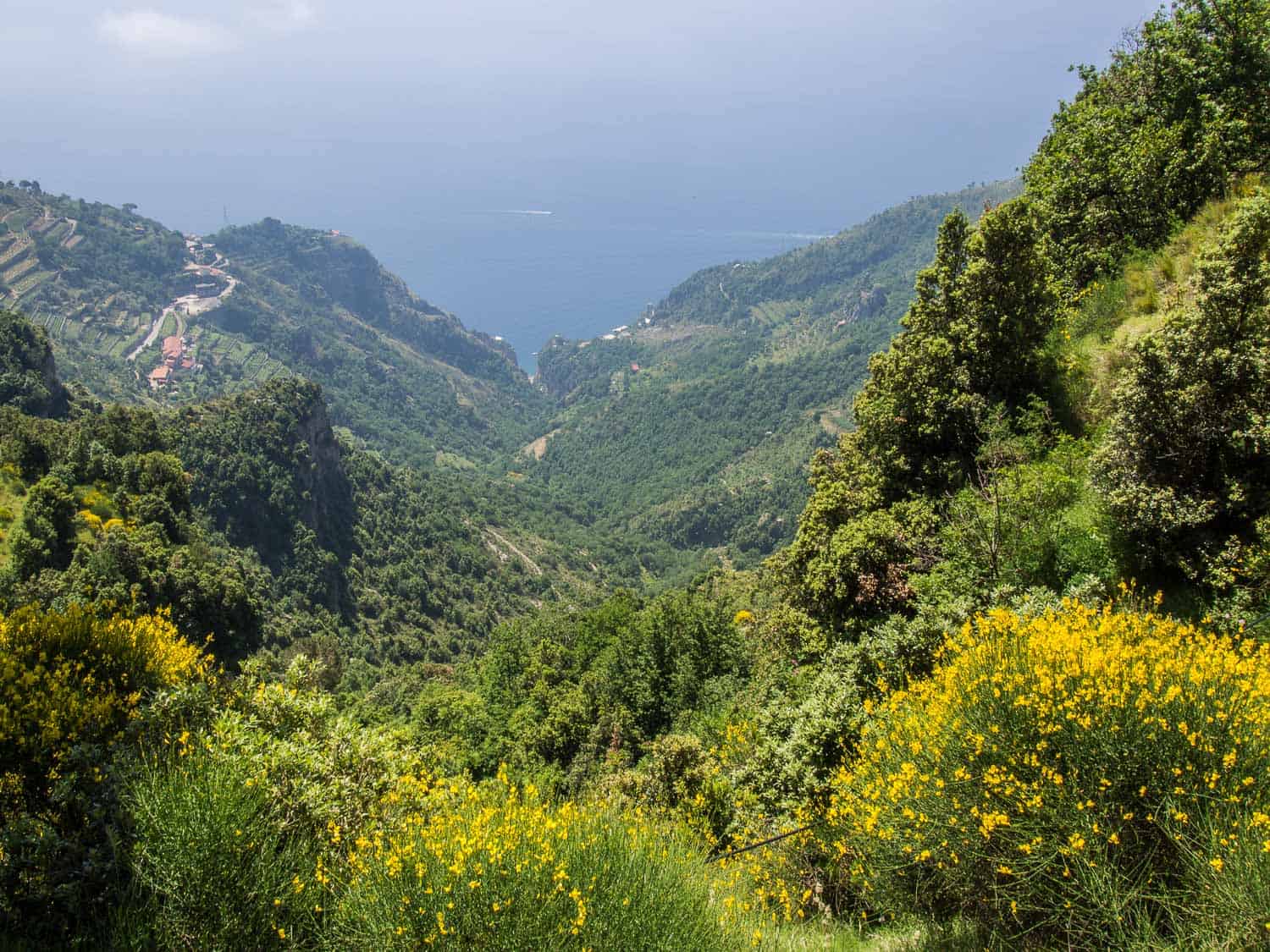 Sea views from the Path of Gods Trail in Italy