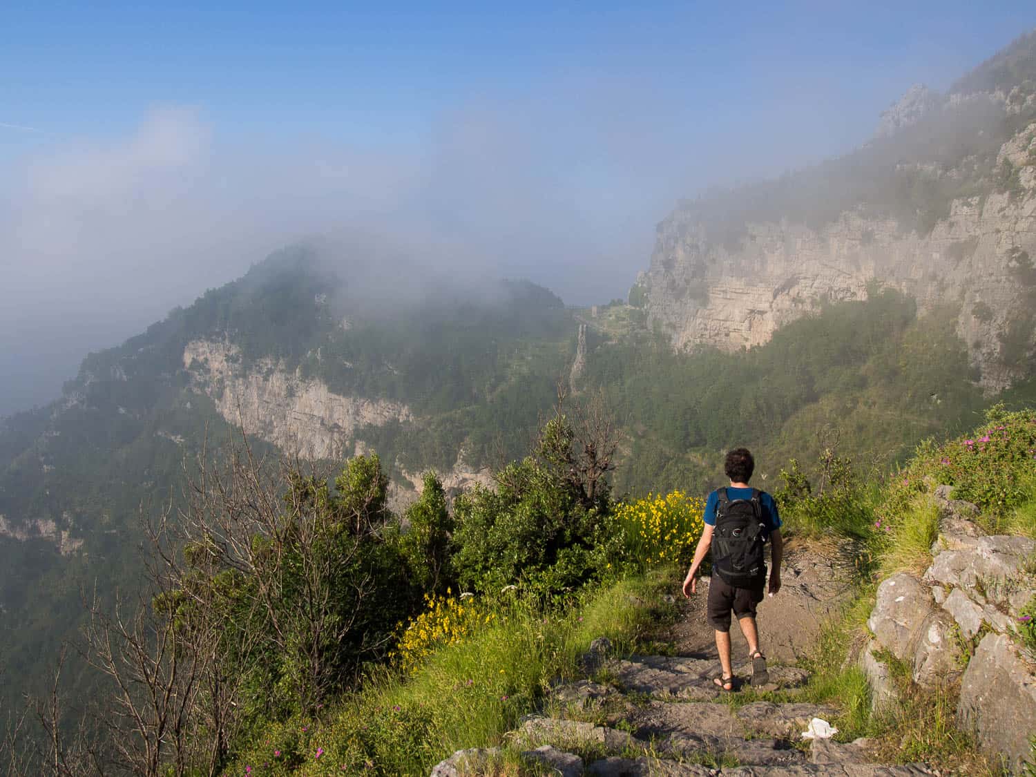 Simon hiking on the Path of the Gods on the Amalfi Coast