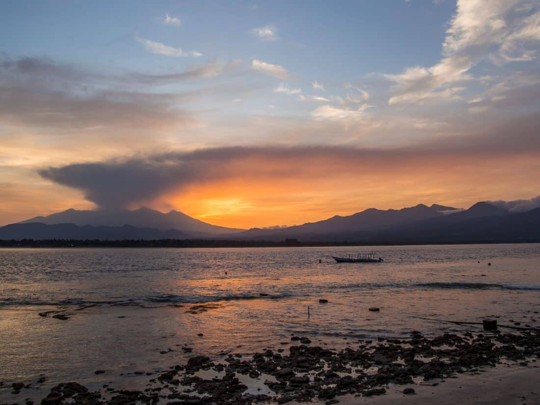 Sunrise on Gili Air - Mount Rinjani eruption