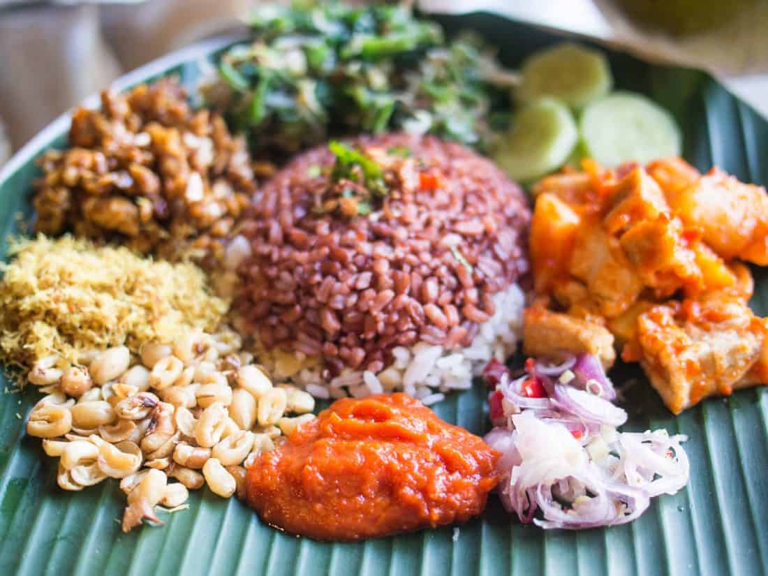 Vegan nasi campur at Yellow Flower cafe in Ubud