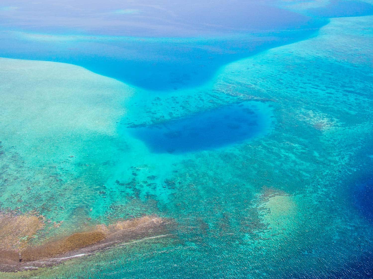 View from the seaplane on the way to Reethi Beach Resort, Maldives