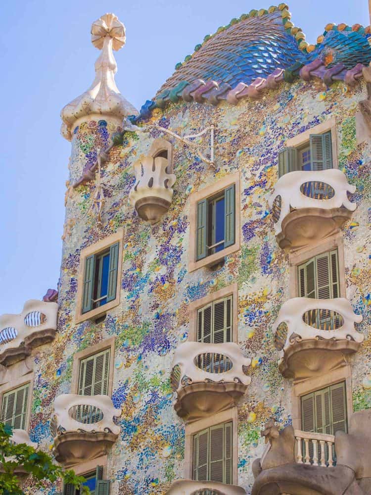 Colourful facade of Casa Batllo in Barcelona