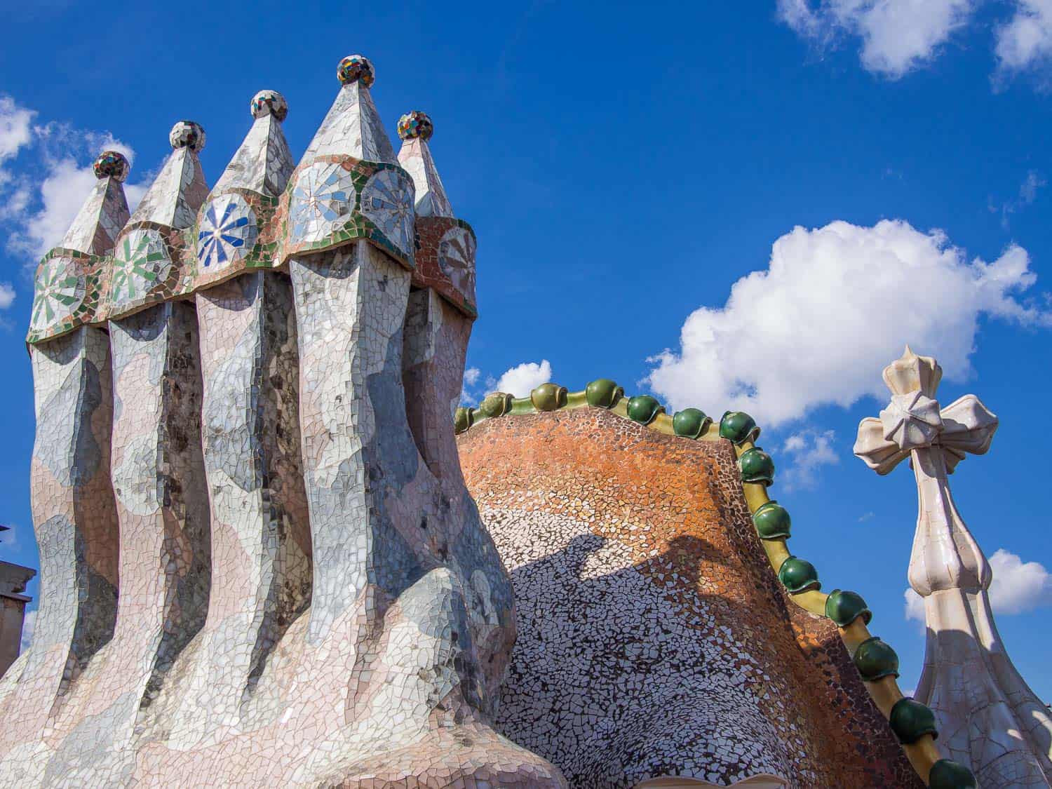Casa Batllo chimneys on the Gaudi in Context walk in Barcelona