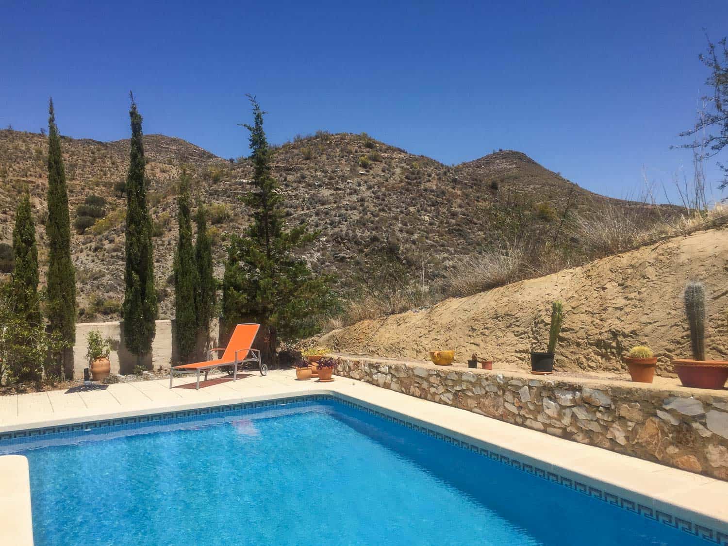 The pool at our housesit in Spain