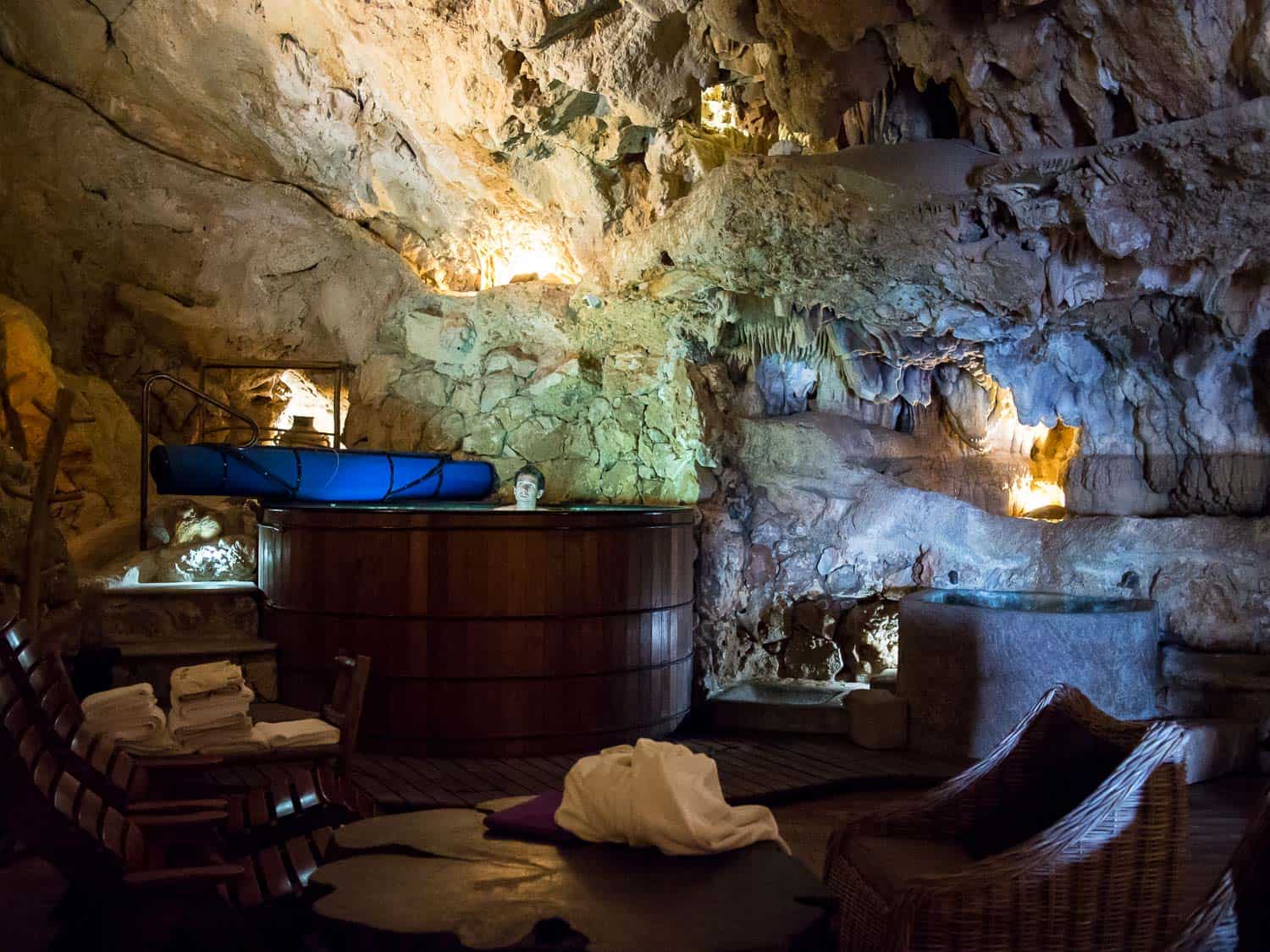 Grotto hot tub at Hotel Punta Est in Finale Ligure, Italy