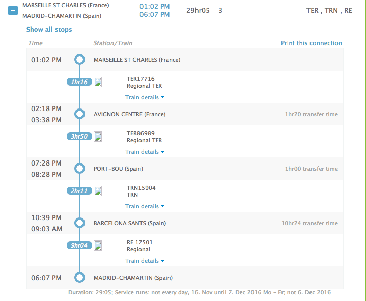 The Interrail timetable suggests this route to avoid reservation fees.