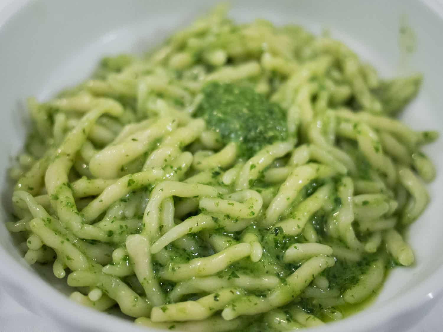 Trofie al pesto at Gnabbri, Finale Ligure