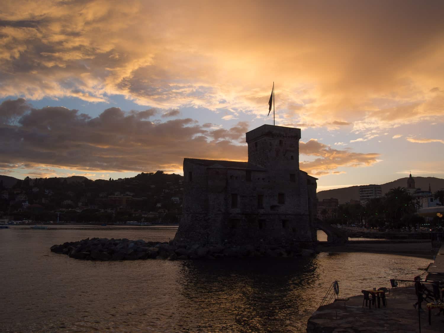 Rapallo castle at sunset