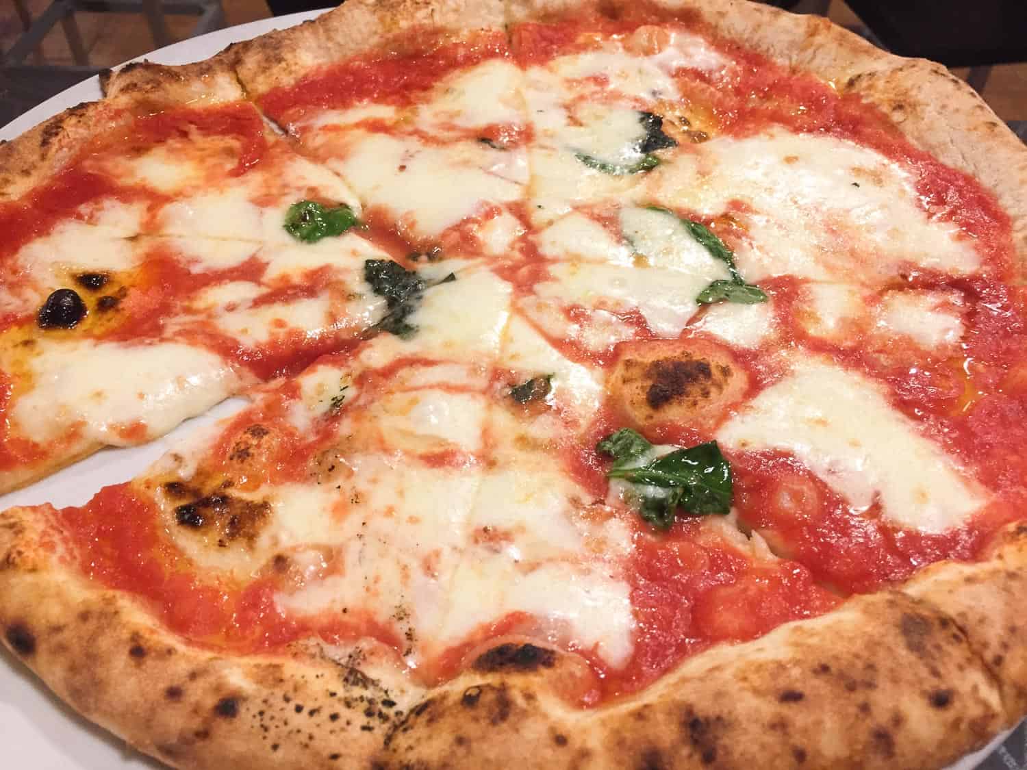 Margherita pizza at Pomodoro e Basilico, Rapallo, Italian Riviera