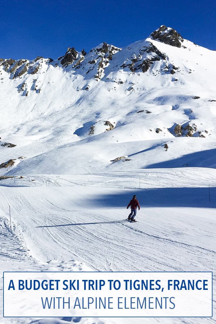 Our review of a budget ski trip to Tignes, France with Alpine Elements staying in a cosy chalet hotel with meals provided.