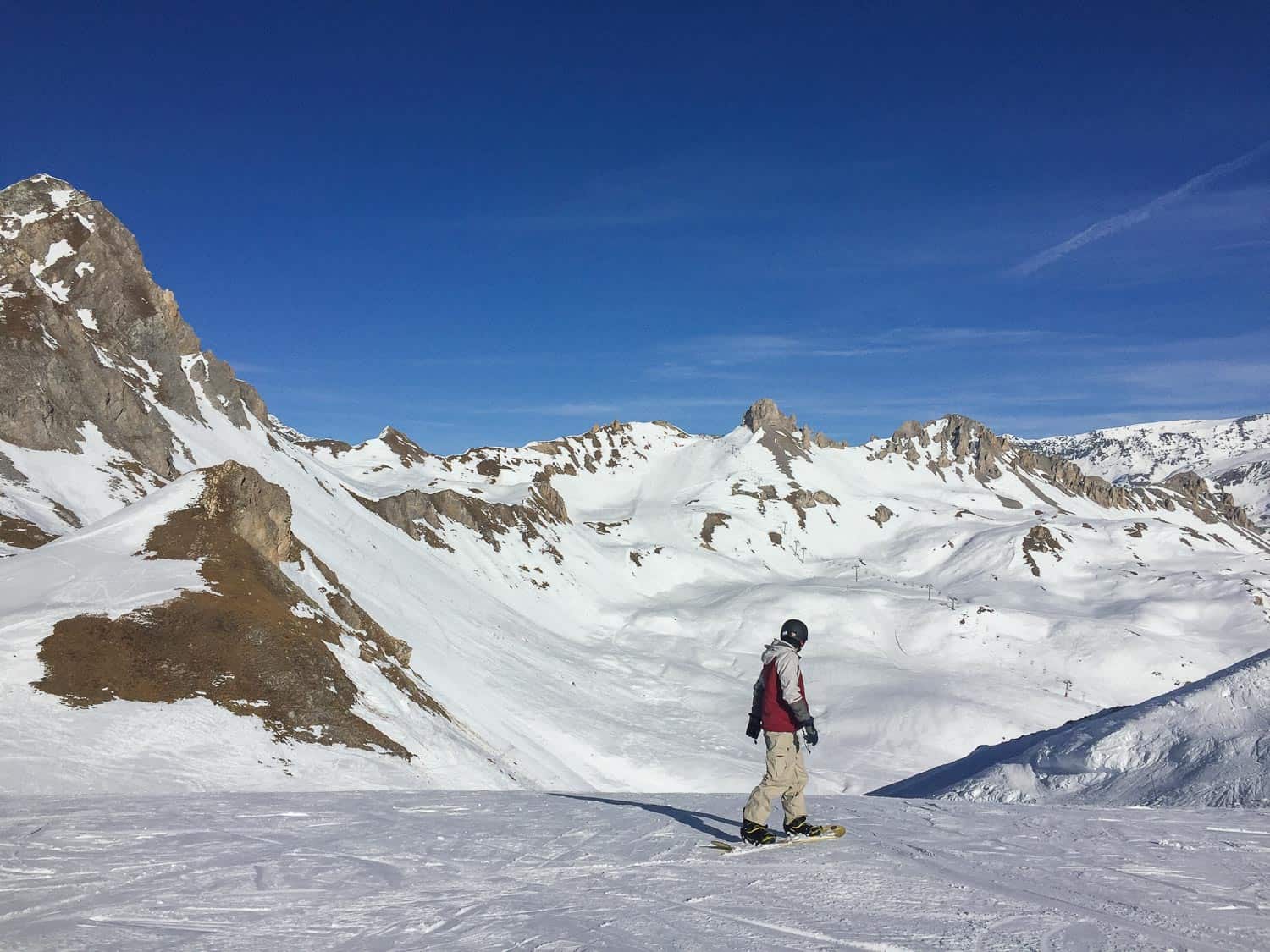 Snowboarding in Tignes, France