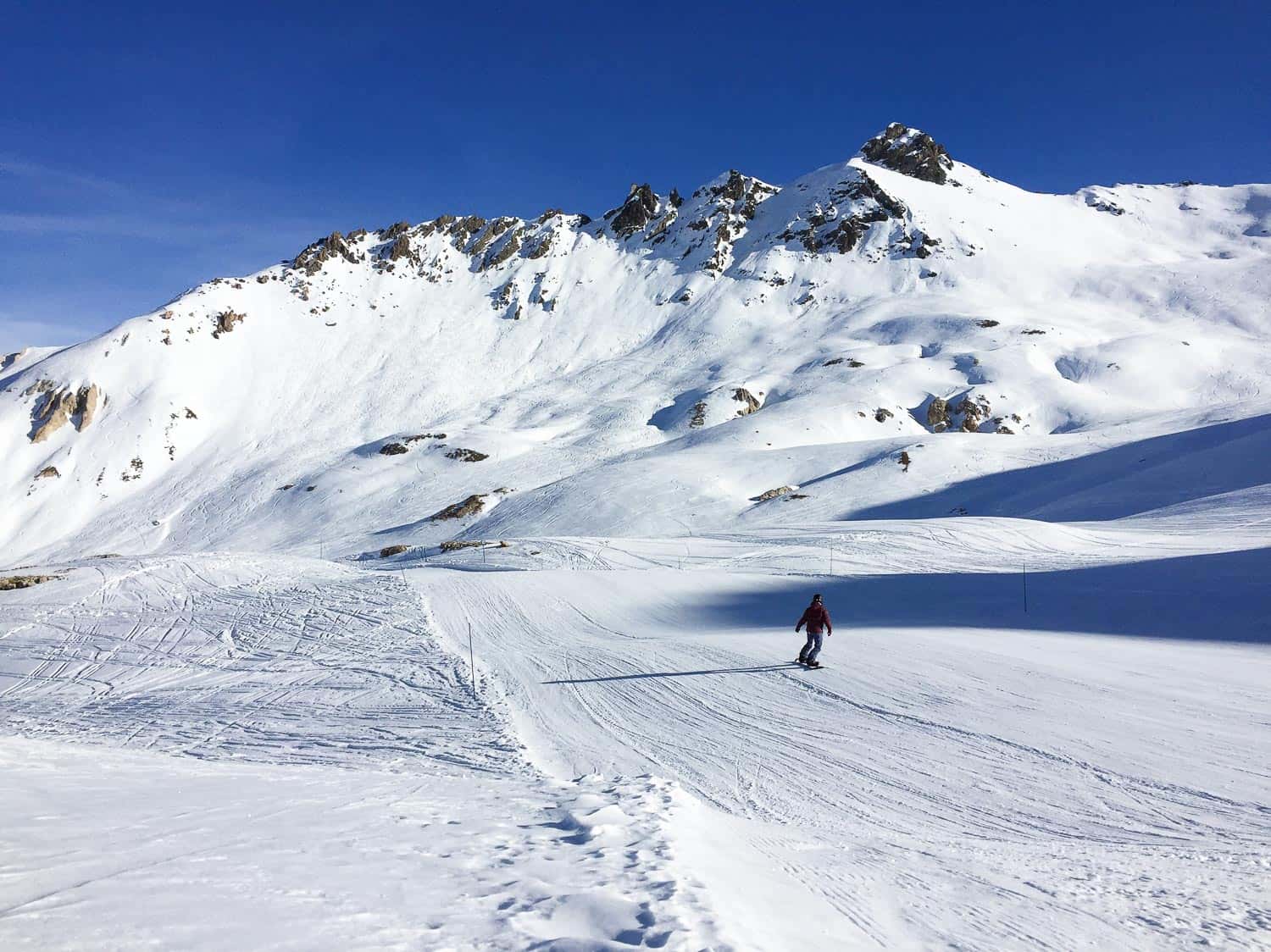 Snowboarding in Tignes, France