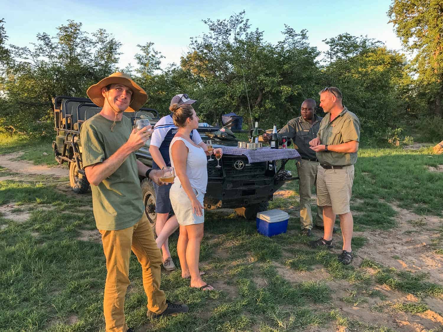 Klaserie Sands River Camp Review - sundowner drink on the evening game drive