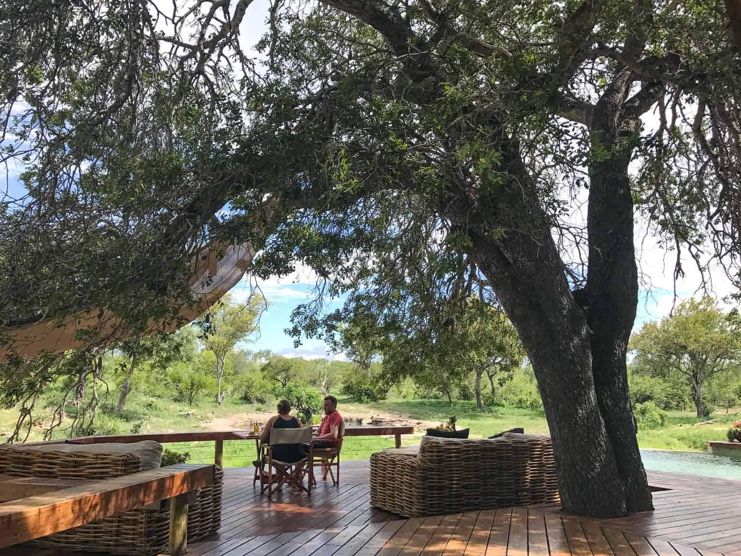 Lunch on terrace of Klaserie Sands