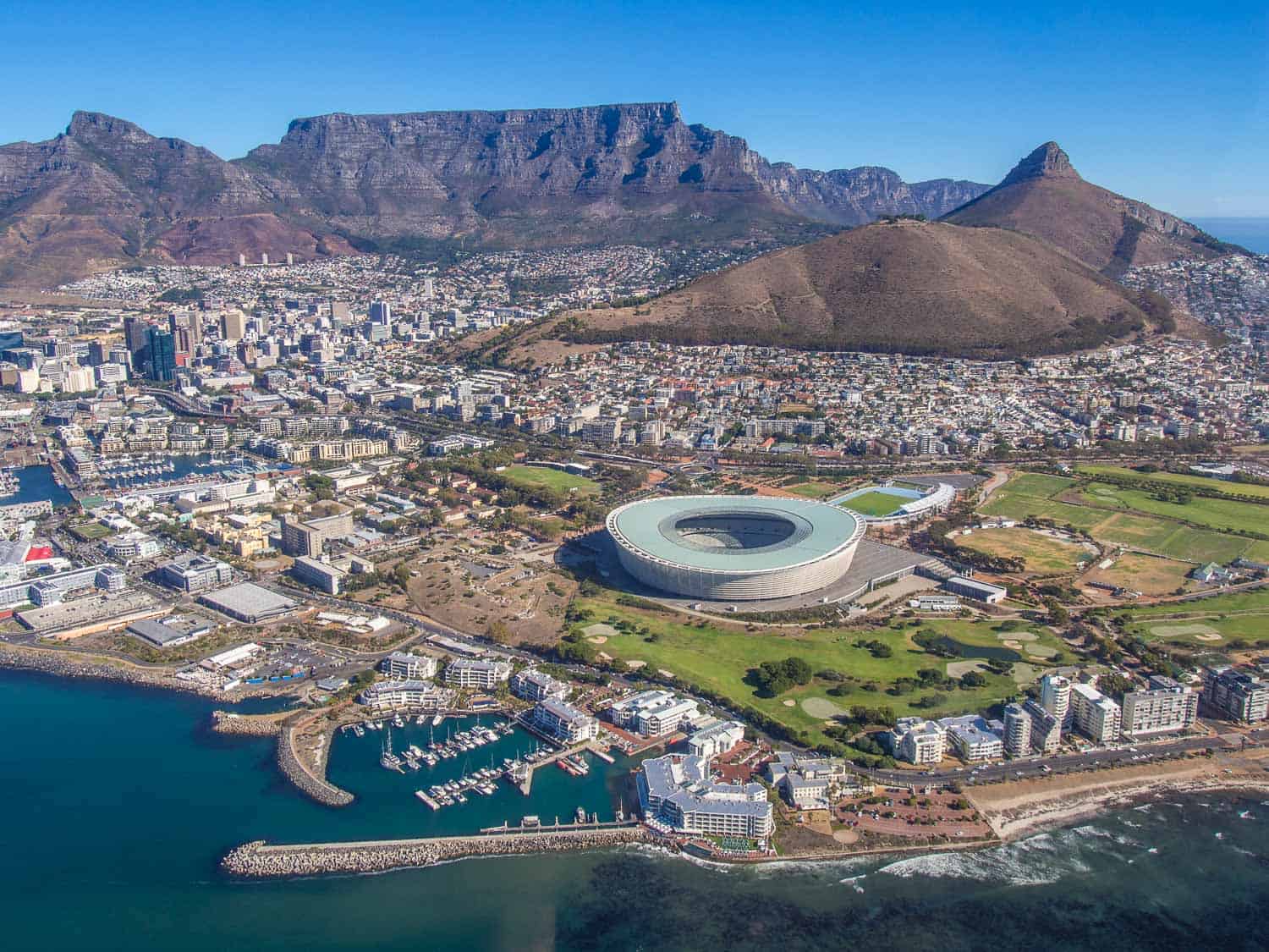 Cape Town Helicopters trip: Cape Town stadium and Green Point Park