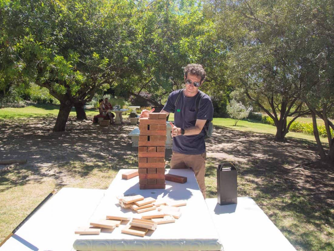 Giant jenga at Mont Rochelle