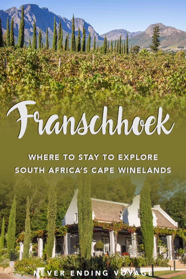 South Africa has some of the best wineries in the world, and they're all in the Cape Winelands! To explore the area, you're best bet is to stay in the beautiful Franschhoek, and here's why. #franschhoek #westerncape #southafrica #capewinelands