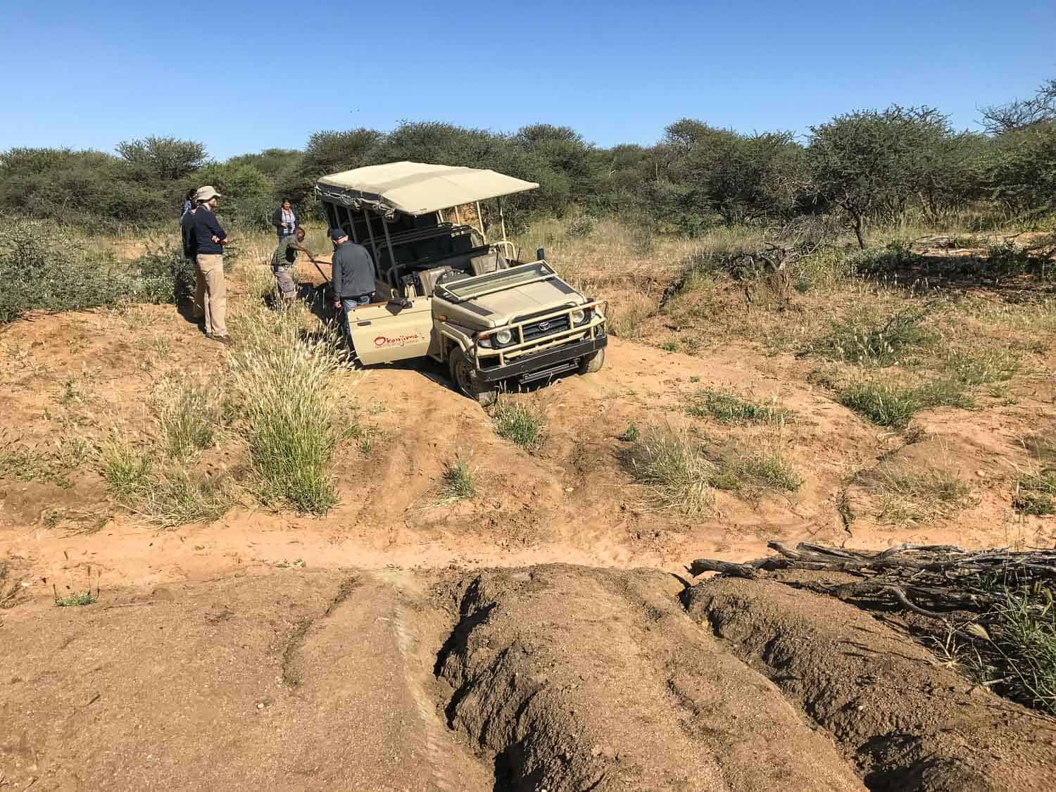 4WD getting stuck in Okonjima