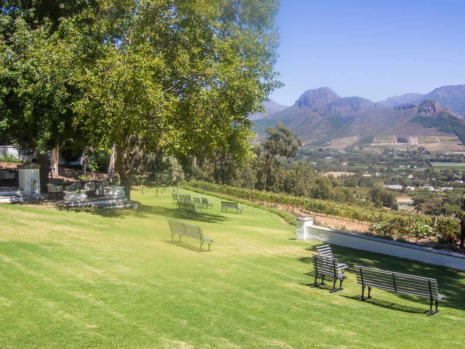 The view from La Petite Ferme restaurant in Franschhoek