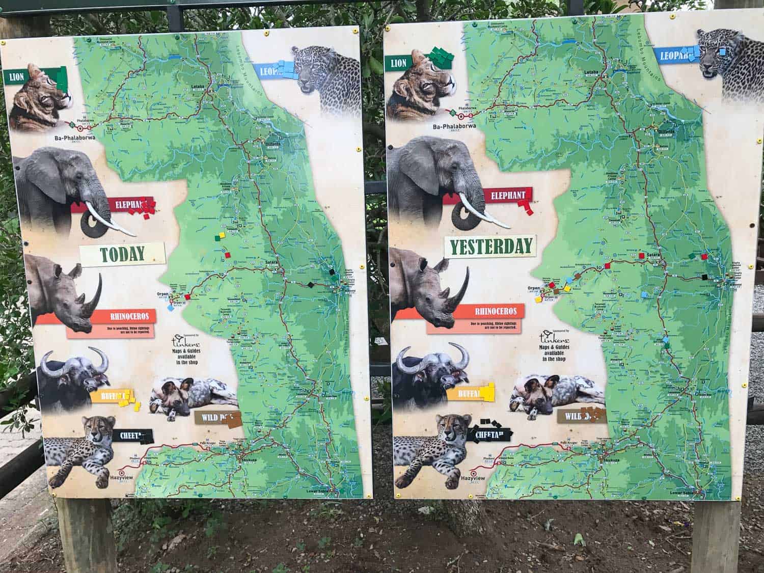 Sightings map at Kruger National Park for a self-drive safari