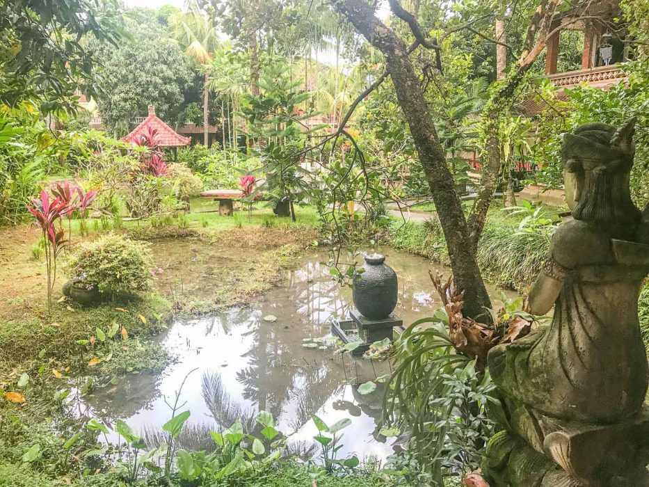Garden at Veggie Karma vegetarian restaurant in Ubud
