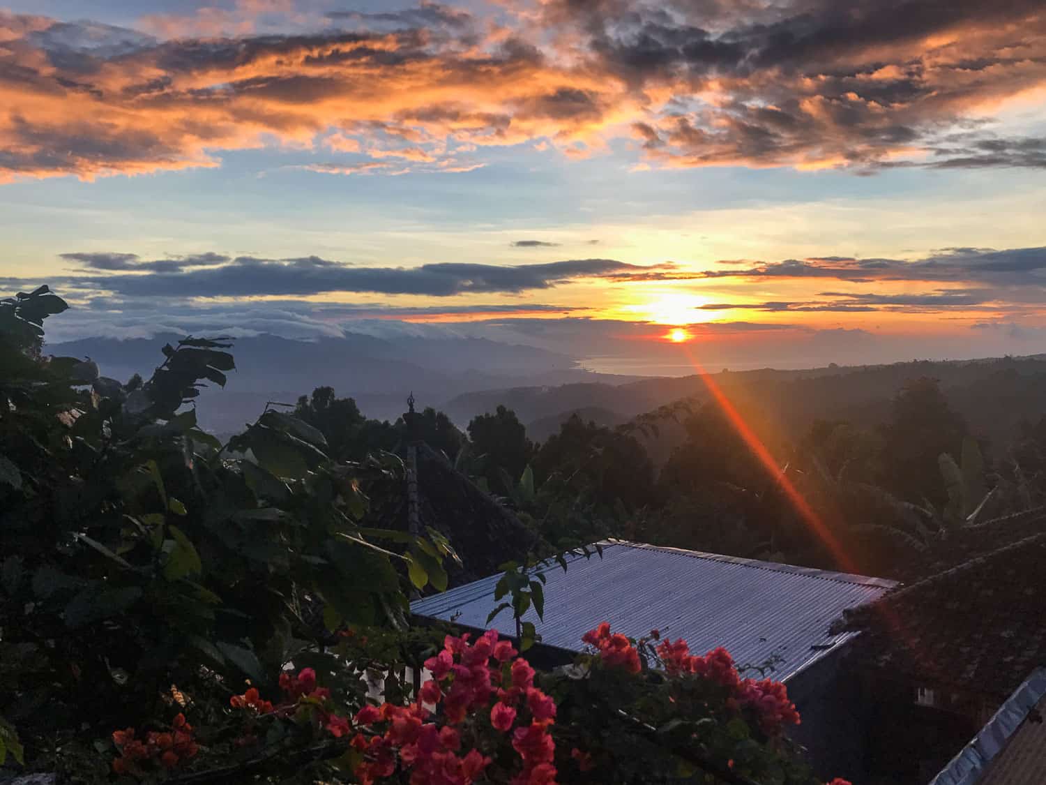 Sunset from our balcony at Adila Homestay, Munduk