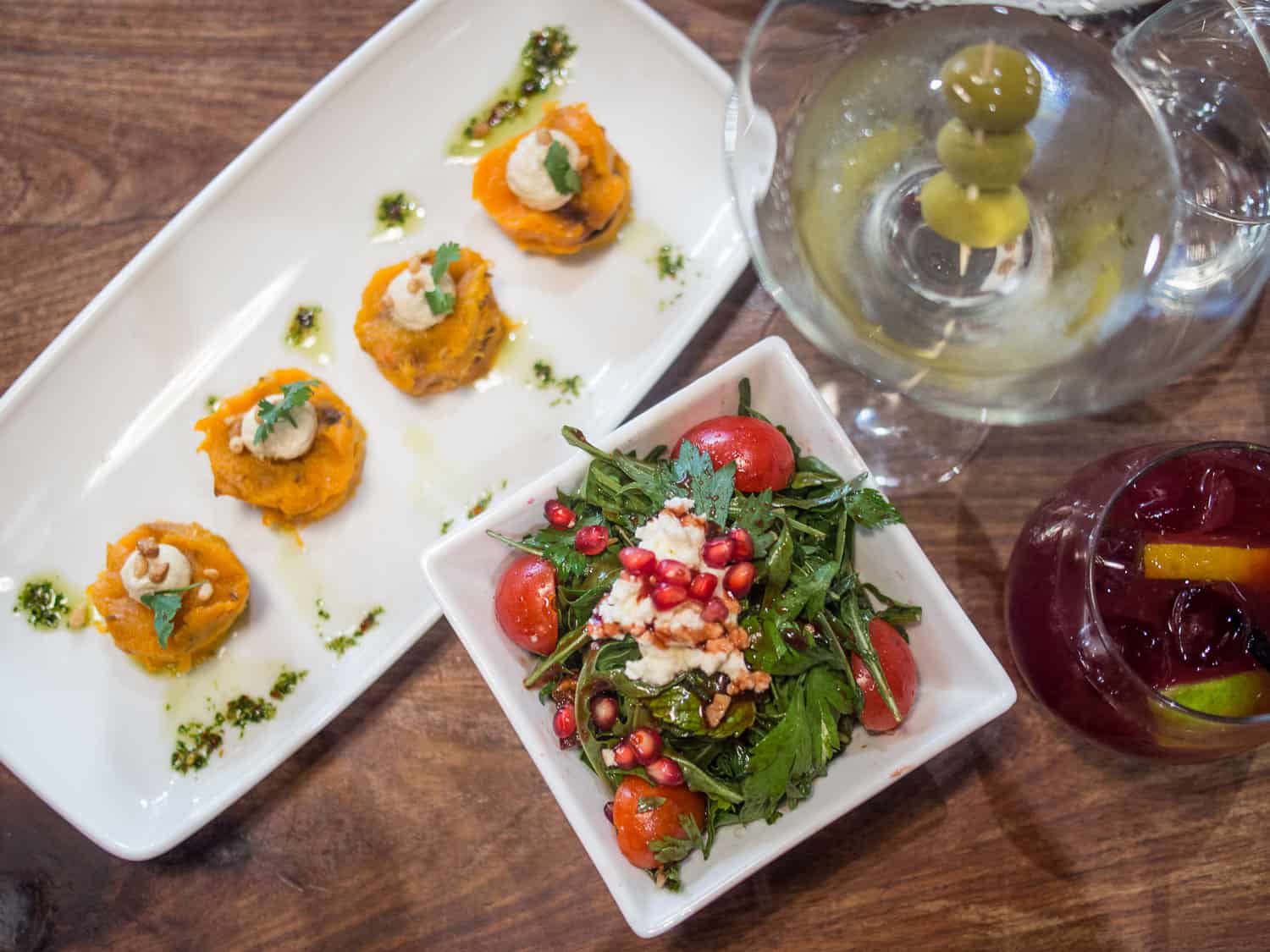 Roasted butternut with hummus and fig salad, just two of the many vegetarian options at Fork tapas bar in Cape Town 