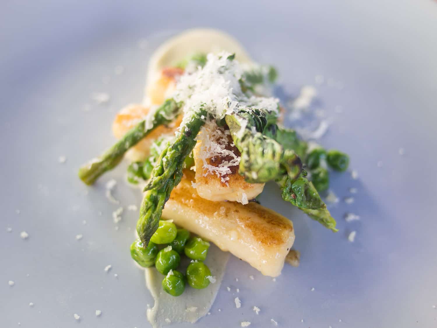 Gnocchi with peas and asparagus from La Mouette's vegetarian tasting menu in Sea Point, Cape Town