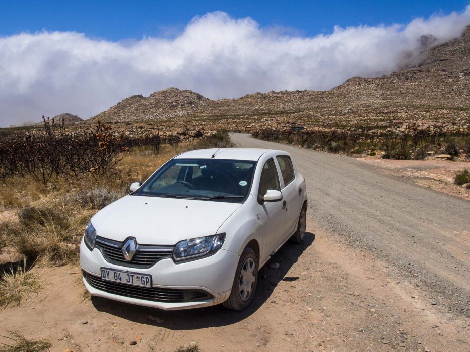 Our rental car in South Africa on the Swartberg Pass