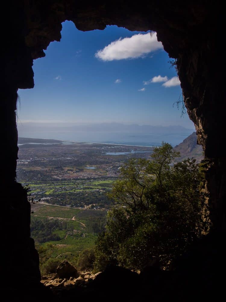 The view from Elephant’s Eye Cave in the Silvermine Nature Reserve, Cape Town