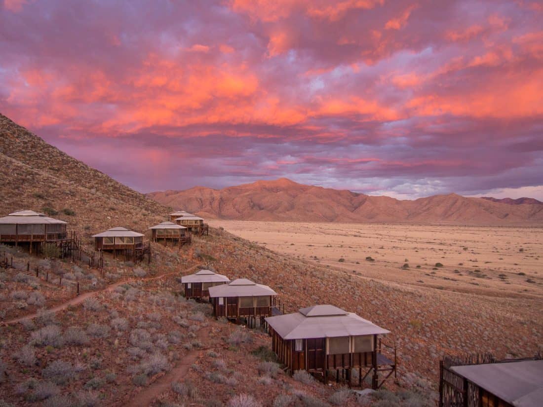 Moon Mountain Lodge at sunset in Namibia