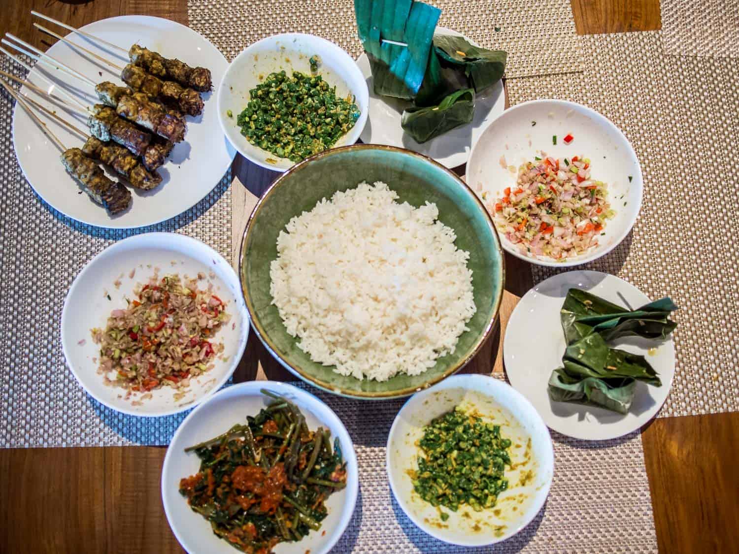 The vegetarian Balinese feast we cooked in the cooking class at Movenpick Bali Jimbaran