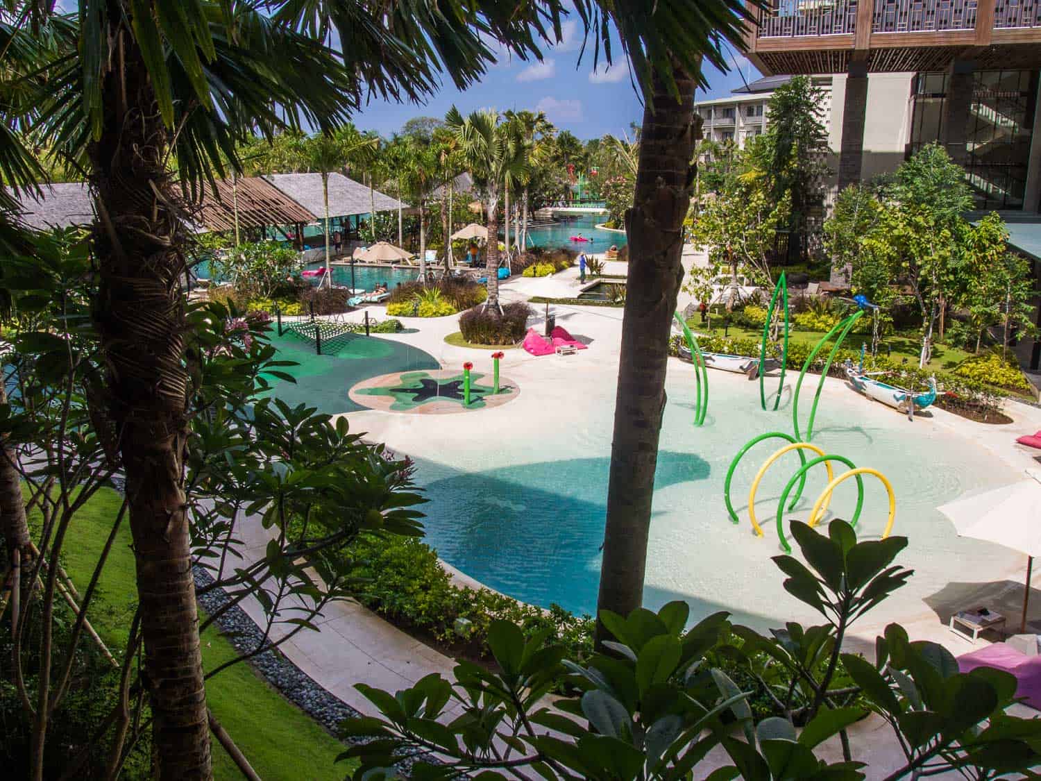 Our pool view from the balcony at the Movenpick in Jimbaran