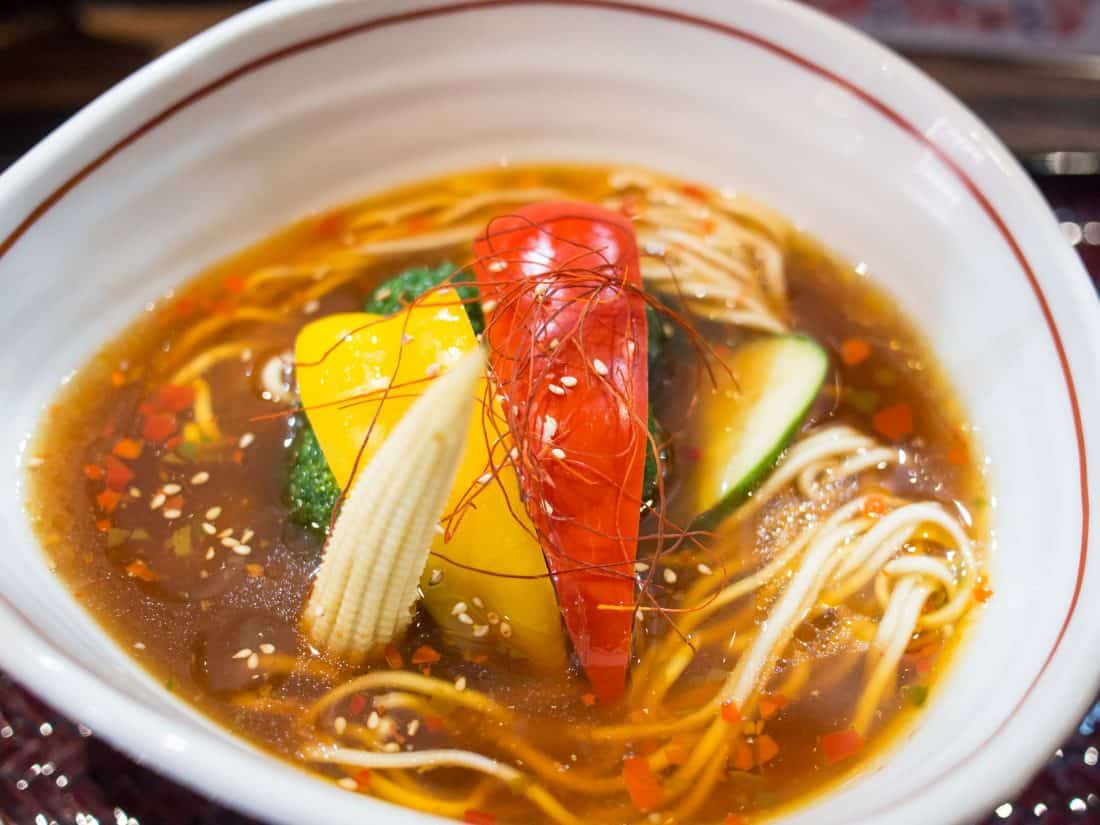 Spicy vegan ramen in Tokyo at Shinjuku Gyoen Ramen Ouka