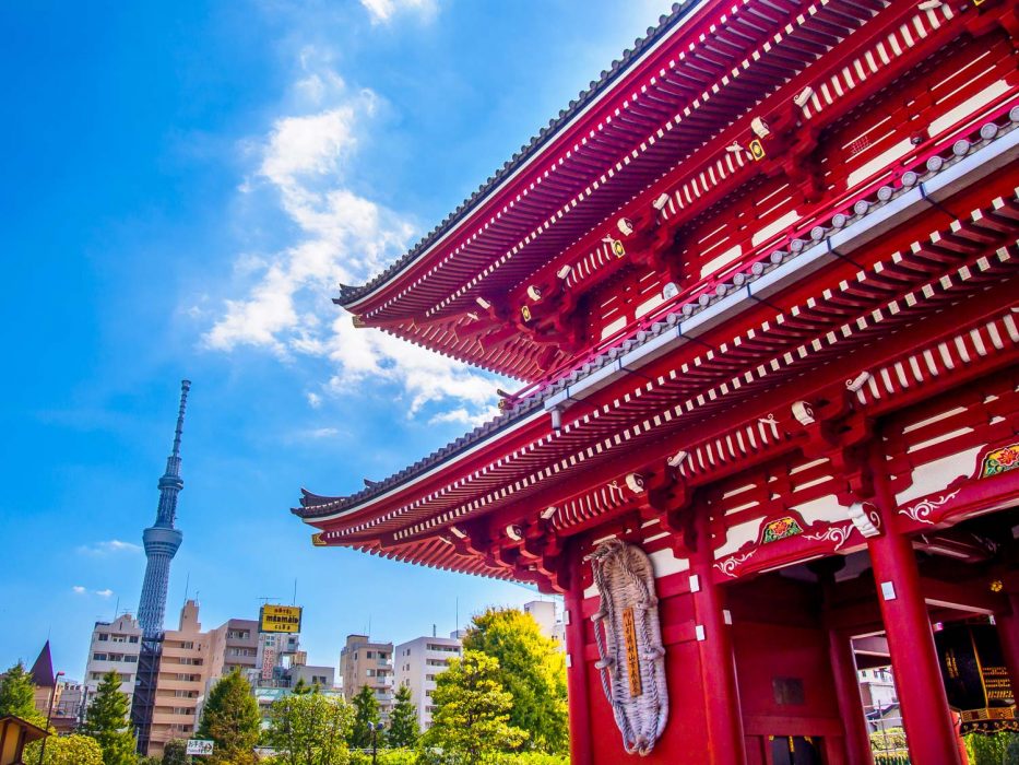 Sensoji Temple in Tokyo with SkyTree in the background