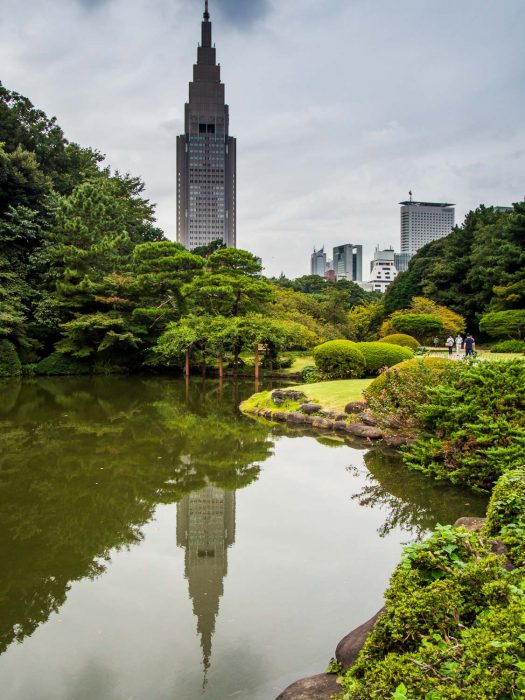The skyscrapers of Shinjuku viewed from Shinjuku Gyoen National Garden, Tokyo