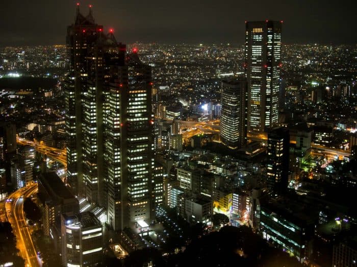 Tokyo free view from Tokyo Metropolitan Government Building in Shinjuku, the best area to stay in Tokyo