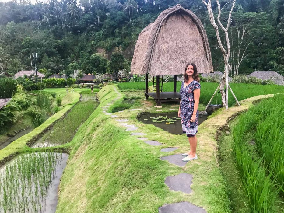 Wearing my Silver Lake vegan Tieks in the rice fields of Bali