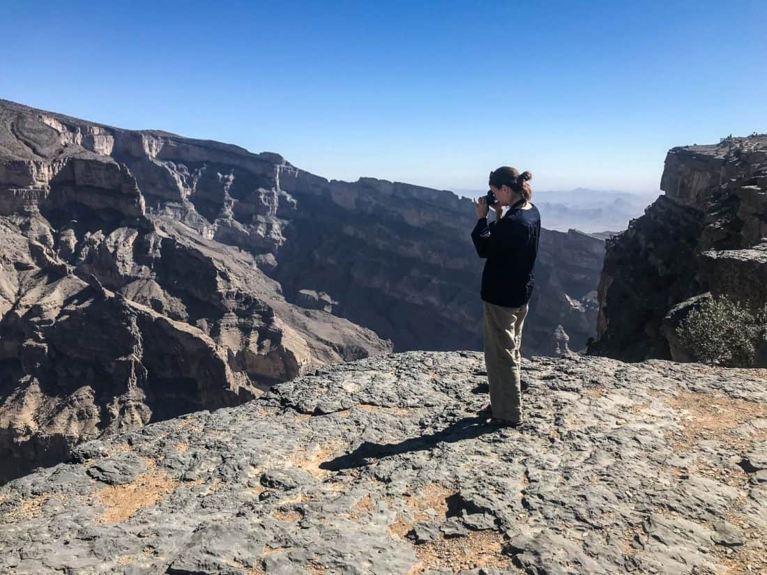 Erin taking photos at Jebel Shams