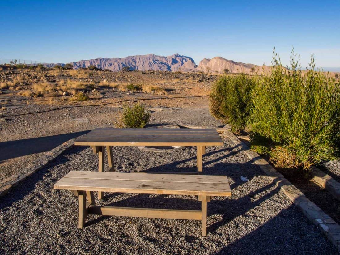 The view from the terrace of our sunset chalet at Jebel Shams Resort, Oman